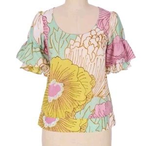 Anthro Odille Seed & Sow Silk Blouse sz 2